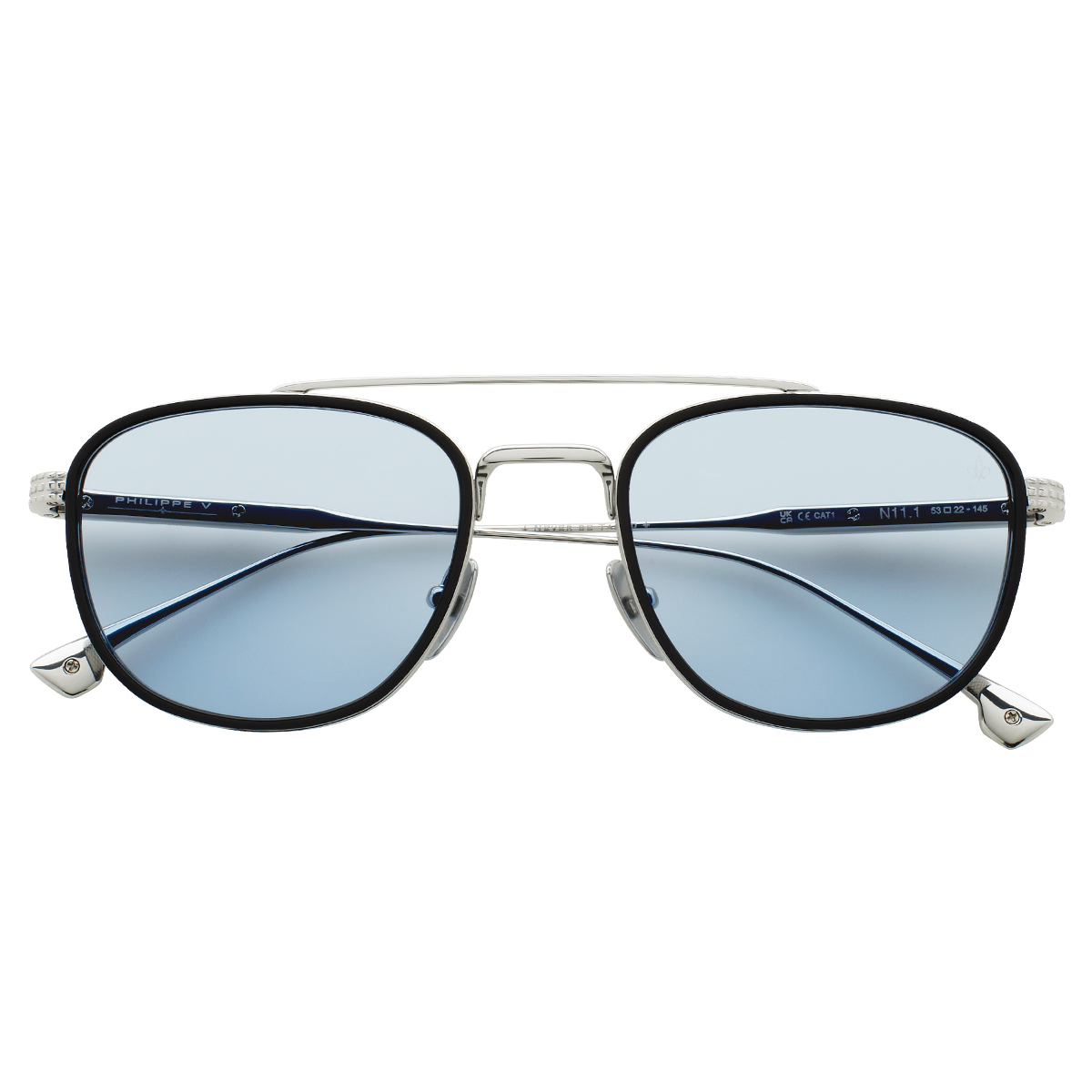 Philippe V N11.1 Gümüş Mavi Fotokromik Titanyum Unisex Güneş Gözlüğü
