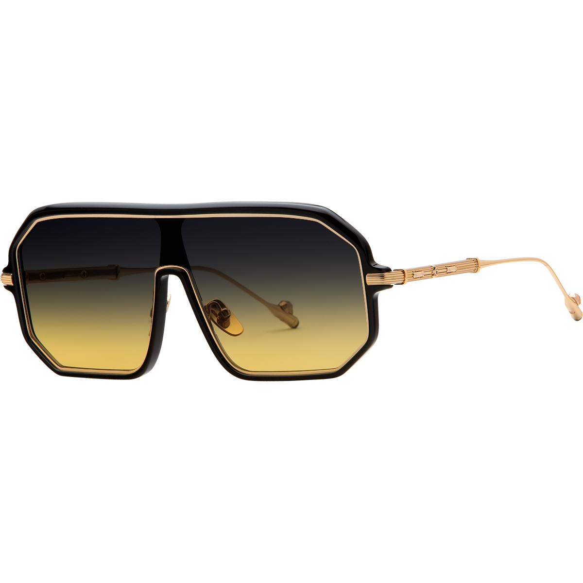 Philippe V N24 Siyah Altın Sarı Titanyum Unisex Güneş Gözlüğü - Görsel 2