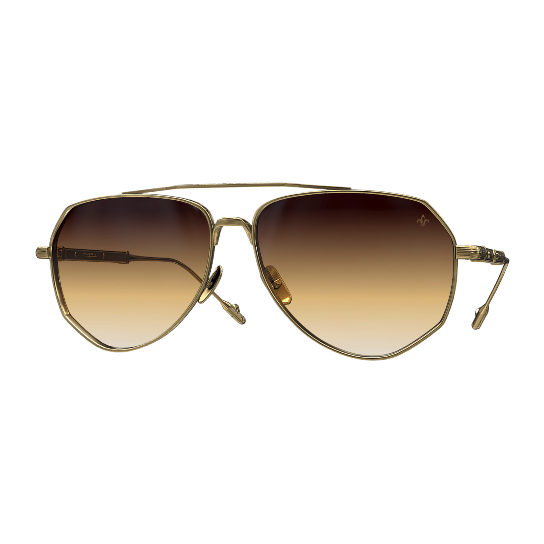 Philippe V N27 Altın Kahverengi Titanyum Unisex Güneş Gözlüğü - Görsel 2