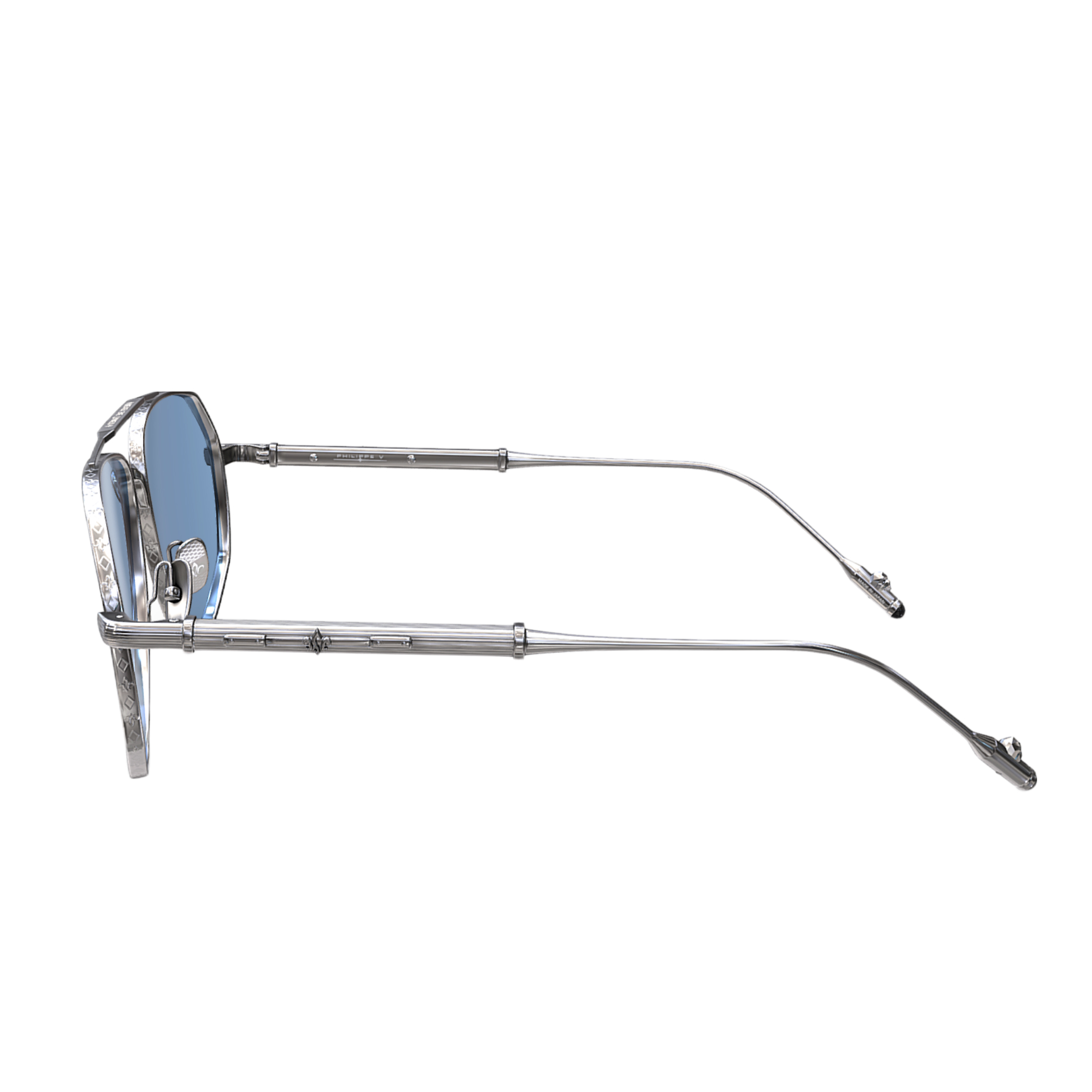 Philippe V N27 Gümüş Mavi Fotokromik Titanyum Unisex Güneş Gözlüğü - Görsel 3