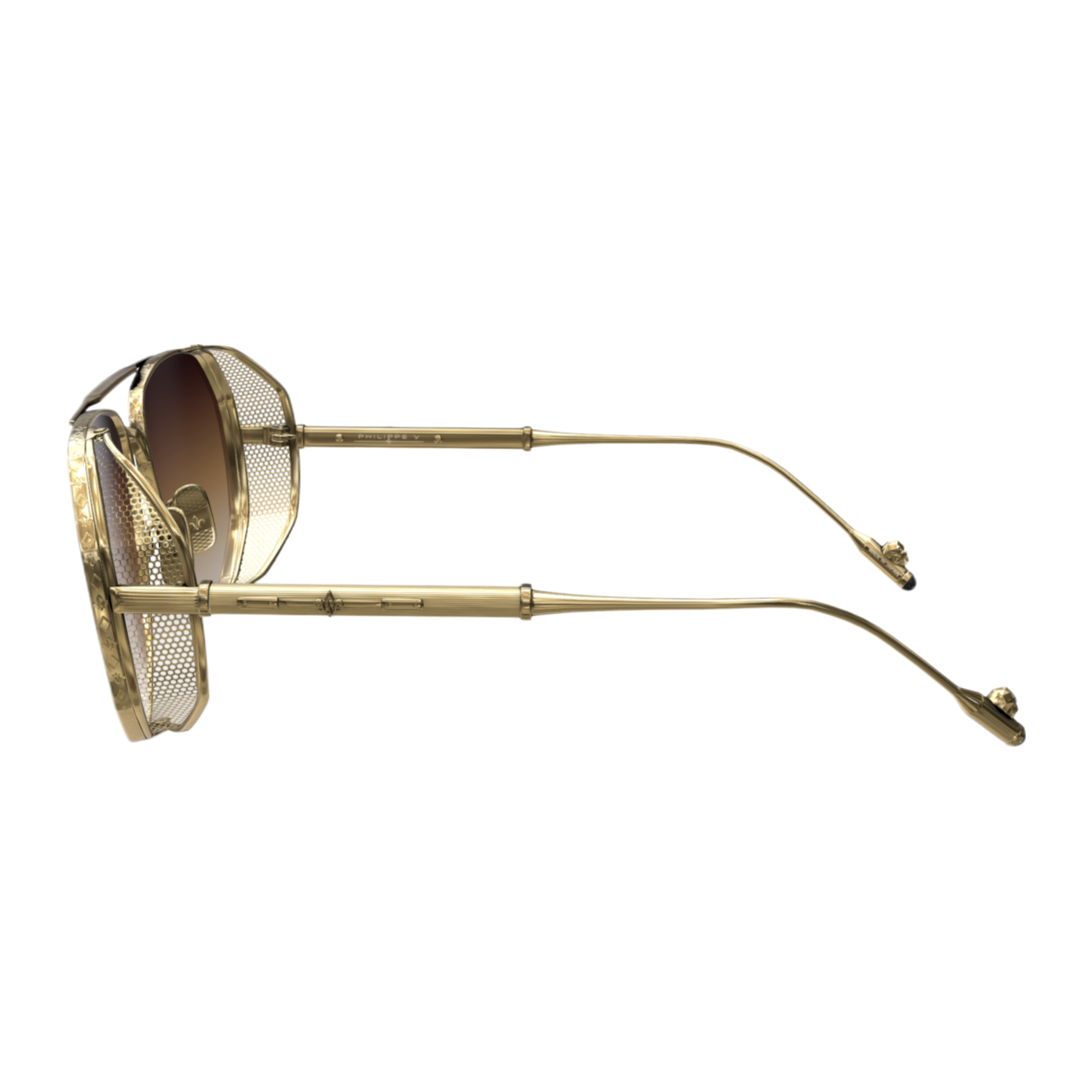 Philippe V N7.2 Gold Kahverengi Titanyum Unisex Güneş Gözlüğü - Görsel 3