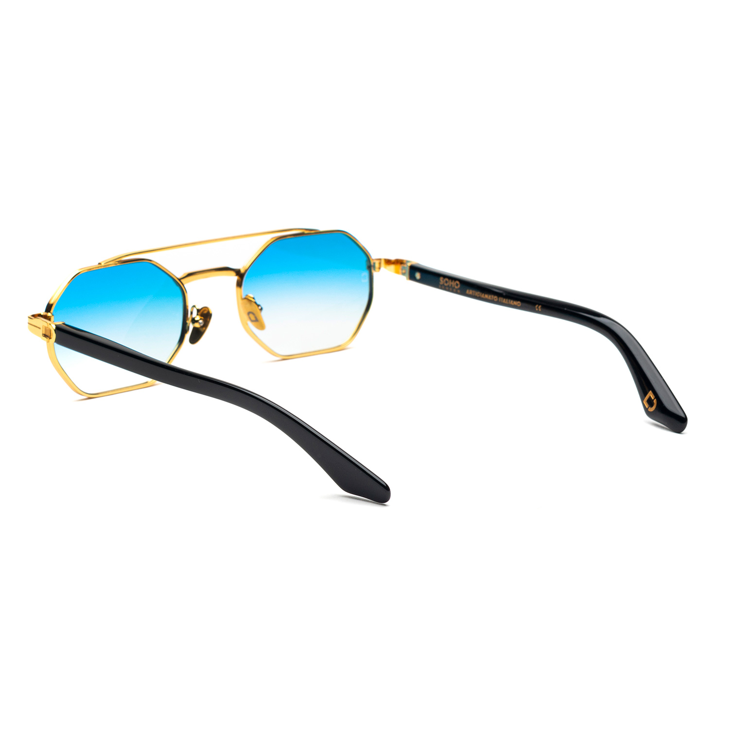 Soho London Castle Altın Mavi Titanyum Unisex Güneş Gözlüğü - Görsel 4