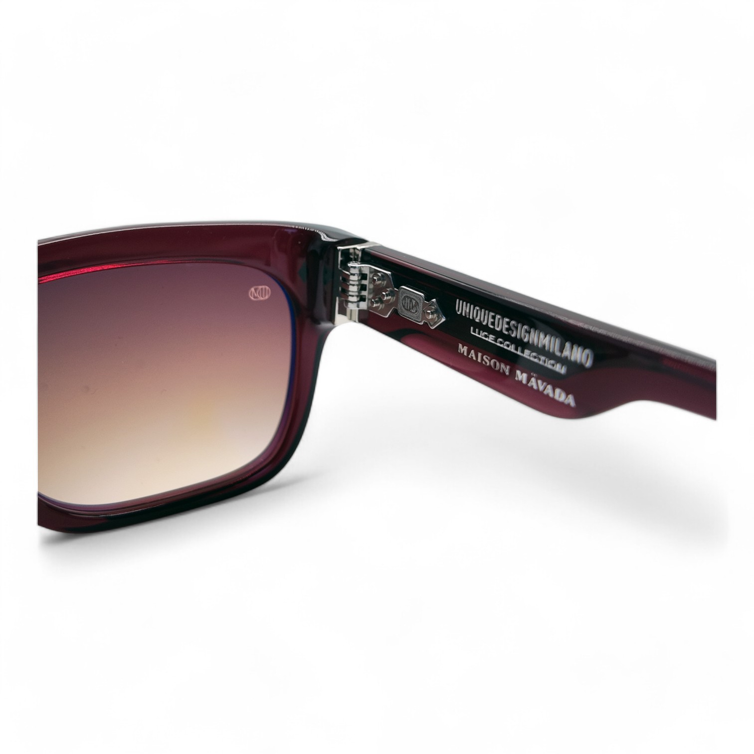 Unique Design Milano Ray 22k Beyaz Altın Bordo Unisex Güneş Gözlüğü - Görsel 3